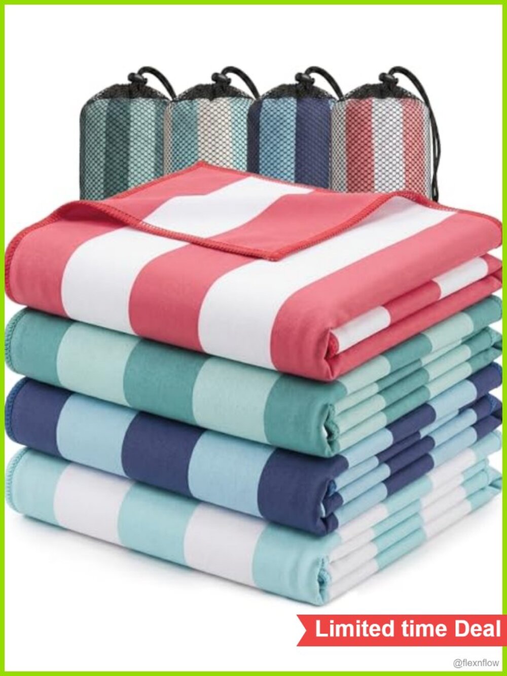 Microfiber Beach Towel 4 Pack Quick Dry Sand Free 32x71 In
